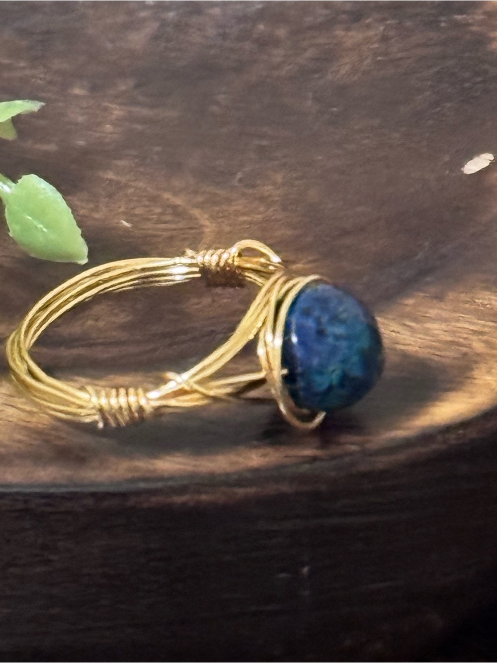 Chrysocolla Gold Wire Wrapped Ring size 7.5